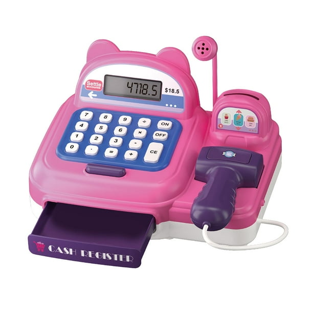 Caja registradora de supermercado, juguetes para jugar a las casitas, juguetes educativos, regalos para niños para el Día de San Valentín. Rosa