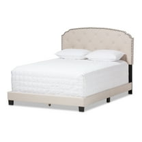 Baxton Studio Lexi Light Beige Fabric Upholstered King Size Bed