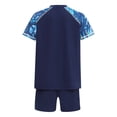 thumbnail image 2 of YiZYiF Boys 2 Pcs Athletic Swimsuits Short Sleeve Swim Top with Shorts Bathing Suits Navy Blue 4XL, 2 of 7