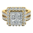 thumbnail image 4 of Princess Cut Wedding Rings Set for Women 18K Gold Quad Illusion 1.80 CT (G ,VS), 4 of 5