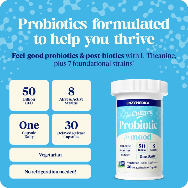 Enzymedica, SubCulture Probiotic for Mood, 30 capsules - Walmart.com