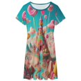 thumbnail image 3 of Sky Candy Land Dress Fashion Beach Short Sleeve Dresses Female Party Printed Sundress, 3 of 7