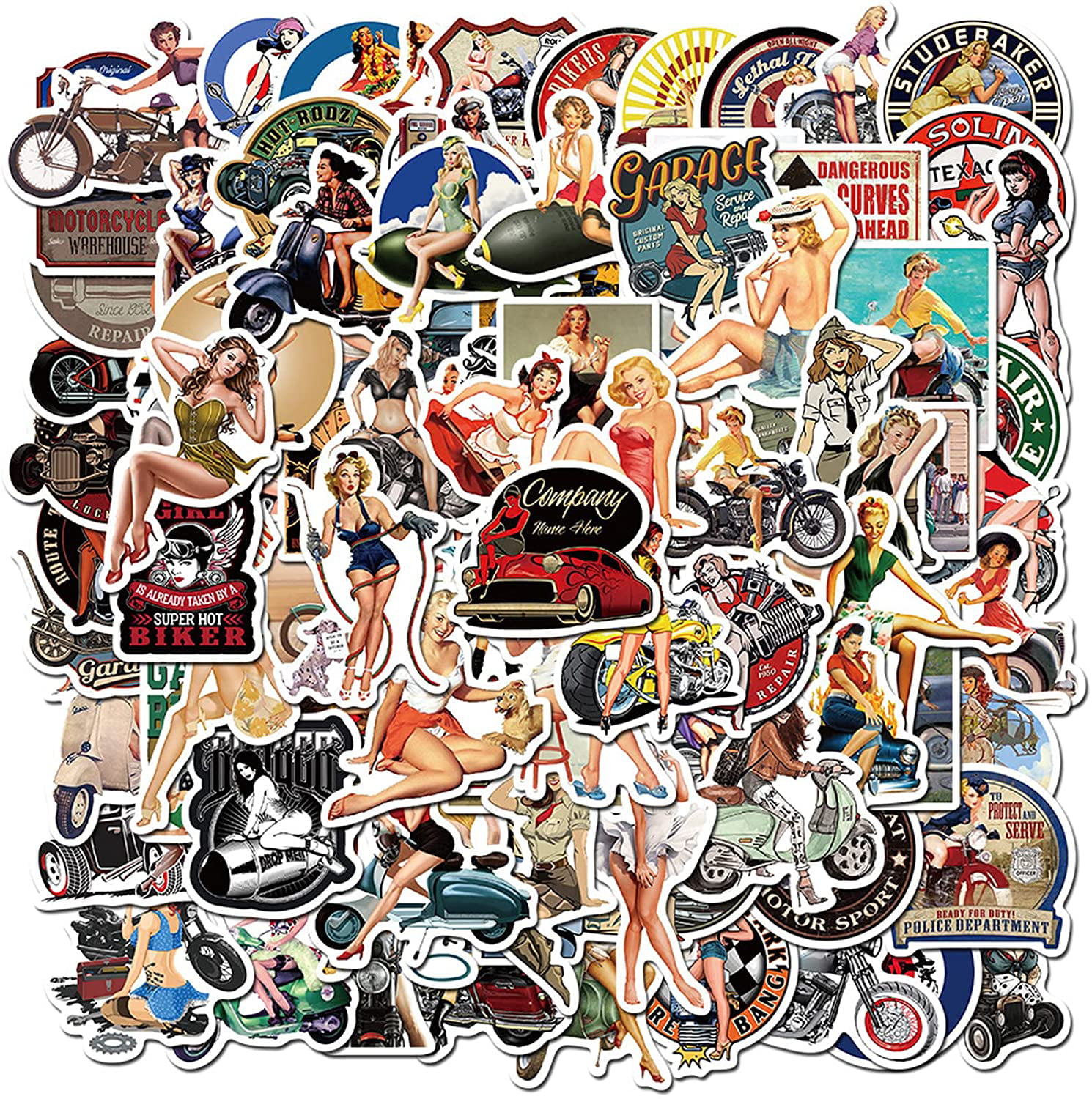 150 PCS Vintage Stickers,Retro Girl Sailor Stickers for Water Bottle Laptop Skateboard Notebook,Trendy Pinup Girl Waterproof Vinyl Decals for Teens Kids Girls Boys Adults 