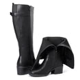 thumbnail image 3 of Love Steetly Women's Extra Wide Calf Knee High Boots, Vintage Faux Leather Double Buckle Block Heel Boots., 3 of 8