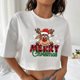 thumbnail image 3 of Nueva camiseta de alce de Navidad, camiseta de manga corta con bonito patrón de alce de Navidad, camisetas de manga corta de Feliz Navidad para mujer, 3 of 5