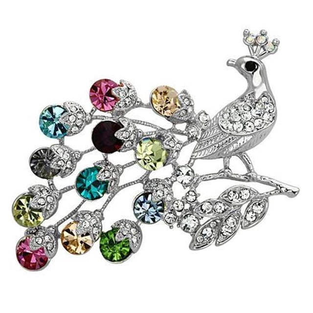 Alamode LO2769 Femmes Imitation Broches en Métal Blanc Rhodium avec Cristal de Qualité Supérieure en Couleur Multi
