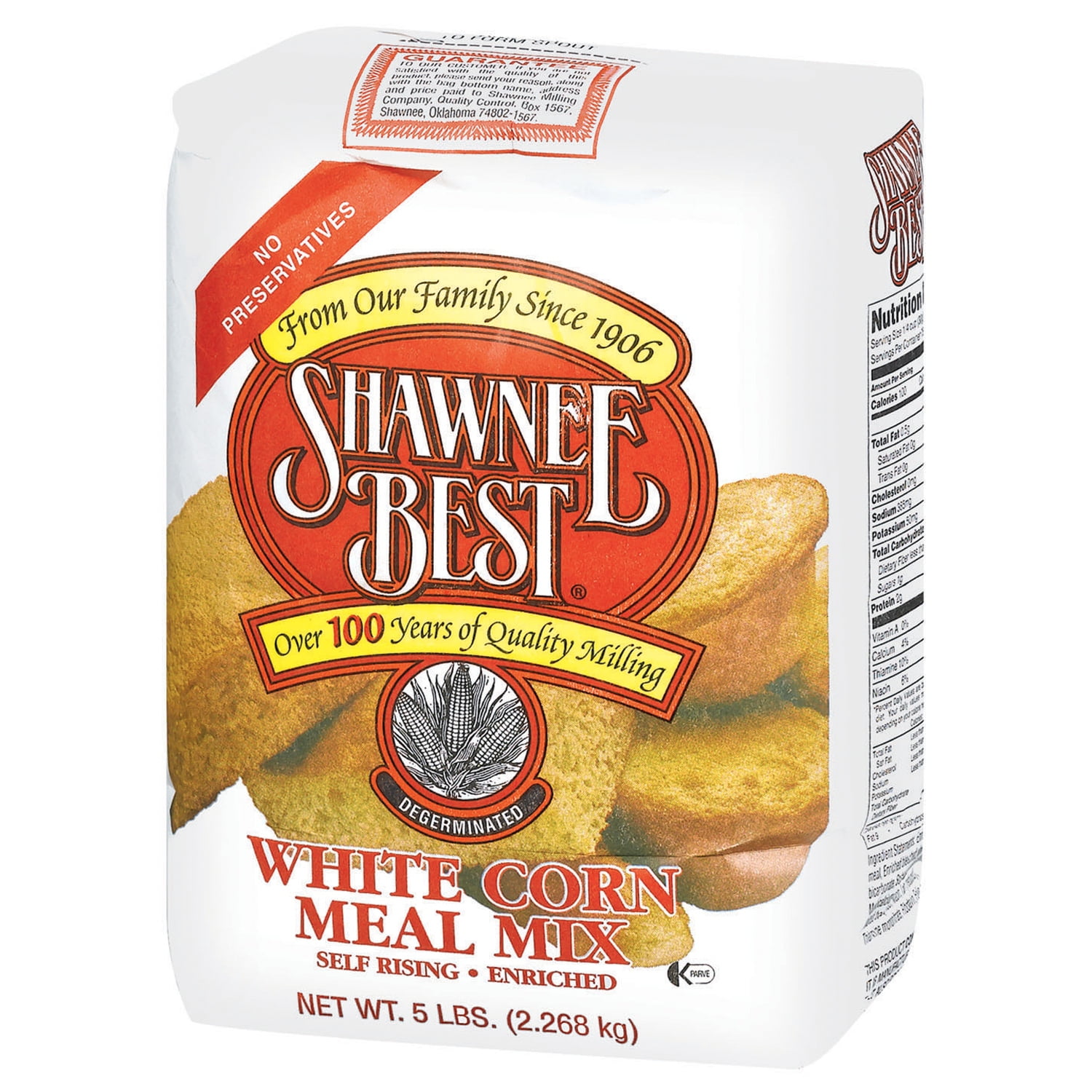 Shawnee Best® White Degerminated Self Rising Enriched Corn Meal Mix, 5 lb Bag – Easy Southern Cornbread and Frying Mix