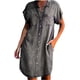 thumbnail image 3 of TIAFORD Vestido camisero de mezclilla para mujer hasta la rodilla Casaul manga corta con botones casual Jean túnica Top con bolsillos, 3 of 5