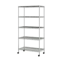 Seville Classics 5-Tier Steel Wire Shelving with Wheels, 30" W x 14" D x 60" H, Chrome Plated