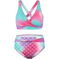 thumbnail image 3 of LAICAIW Womens Two Piece Swimsuits Wrap Front Bikini High Waisted Bottom Tummy Control Bathing Suits Vintage Print Swimwear, 3 of 7