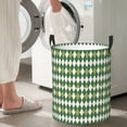 thumbnail image 4 of Lsque Light Green Squares pattern Laundry Hamper Basket, Tall Woven Rope Hamper Basket for Clothes, Lightweight Storage Basket, Collapsible Waterproof-Small, 4 of 8