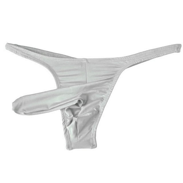 WZXFASHION Men's Fashion Sretch G-string T-back Micro Thong Briefs Underwear Intimates White One size