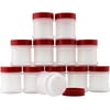 Mini Plastic Spice Jars w/Sifters (12-Pack, Red); 2 Tablespoon Capacity (1 Fluid Ounce) Spice Bottles Great for Travel, Glitter, Gifts, Favors, Etc.