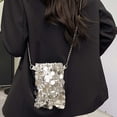 thumbnail image 5 of Purse for Women Sequin Crossbody Cell Phone Purse Compact Glitter Metal Chain Sling Bag for Evening Party Hang Bags for Women Color Silver Size One Size, 5 of 7