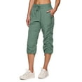 thumbnail image 3 of RBX Active Women's Casual Lightweight Capri Pants for Women With Pockets, Sea Ocean Green Size X-Small, 3 of 5