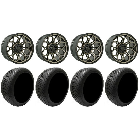 GTW Bravo 14" Golf Cart Wheels Bronze 225x30 Mamba Tires E-Z-GO & Club Car