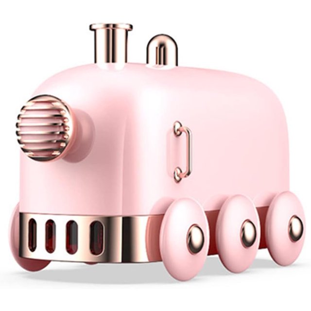 Wekity Humidificateur Ultrasonique 300mL Rétro Mini Train Diffuseur d'Arôme USB Fabricant d'Huiles Essentielles Brumisateur avec Lumière LED Colorée-0619