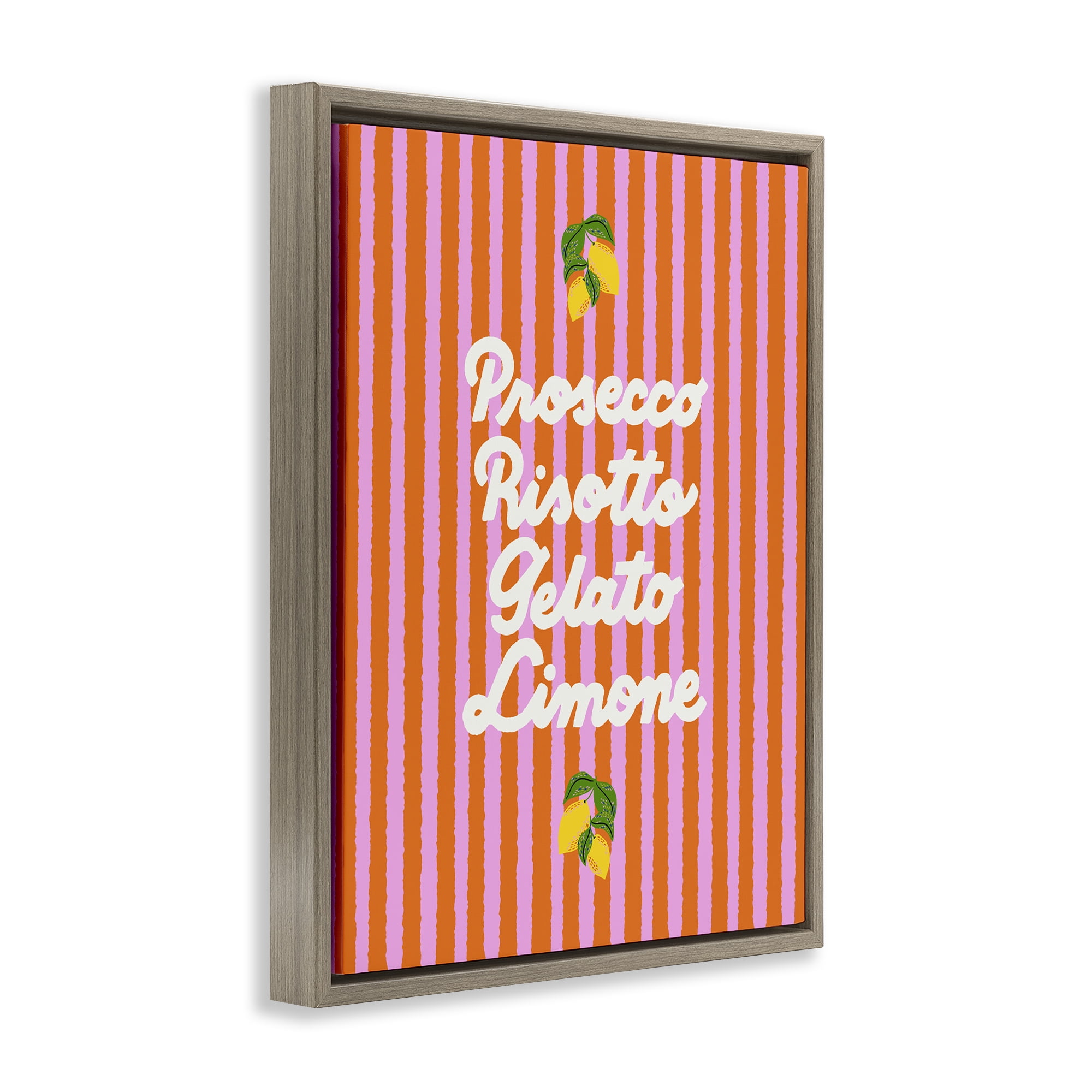 Stupell Industries Italian Enjoyment over Stripes Brown Framed Floater Canvas Wall Art, design by Indira Prieto | IndySign