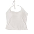 thumbnail image 6 of Women's Halter Neck Tank Top, Solid Color Backless Knit Vest with Built-In Bra, Chic & Stylish Sleeveless Top for Summer, Going Out, and Layered Outfits-White, 6 of 6