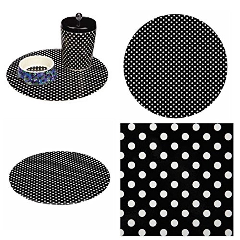 M. Issac Mizrahi Floral Dot Dining Placemat Black Polka Dots Stain