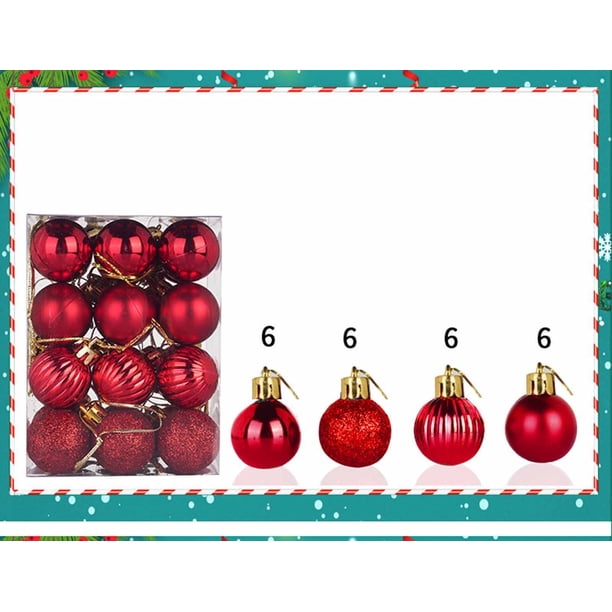 2pc Bolas de Decoración del Árbol de Navidad, 3cm, Rojo
