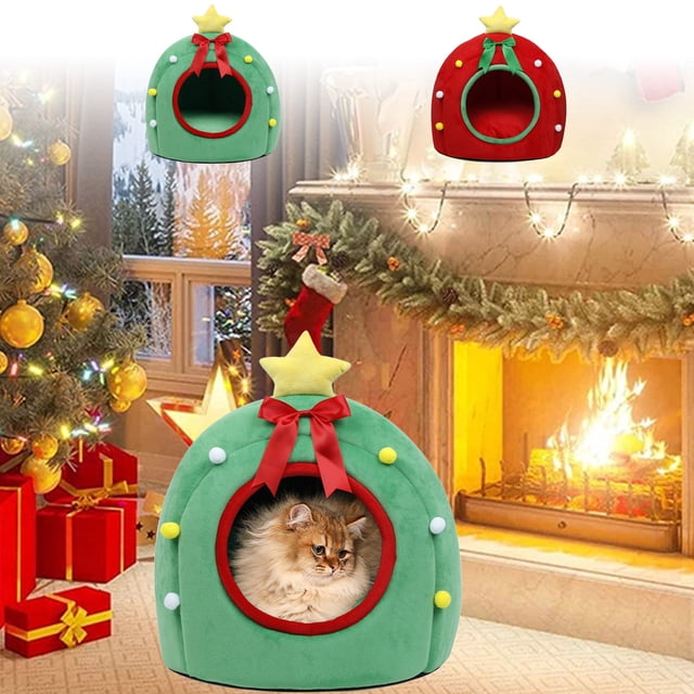 Ganfancp Christmas Cats Bed Dog Bed Fall And Winter Warm Pet Bed Kitty House Pet Supplies Detachable Pet Bed Pet Villa Ofertas Del Día Liquidación 1X Perrera