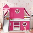 thumbnail image 2 of Full Size Loft Bed with Slide Pink Tent and Tower - Pink, 2 of 10