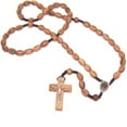 thumbnail image 3 of Long Threaded olive wood Rosary with 12mm oval beads and Soil Center - Velvet..., 3 of 4