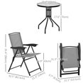 thumbnail image 3 of Outsunny Ensemble Bistro Pliant pour Patio avec Chaises Inclinables et Table Ronde, 3 of 10
