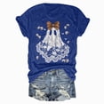 thumbnail image 6 of TOWED22 Halloween Shirts Woman Ghost Graphic Crewneck Short Sleeve Tee Shirt Short Sleeve Funny Tops Tshirts(Dark Blue,L), 6 of 6
