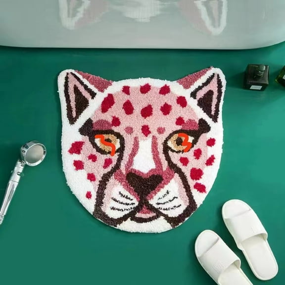 SELGRCE H·Y Pink Leopard Non-Slip Water Absorption Bathmat Area Rug for Bedroom Small Carpet for Kid's Room (20''x22'')