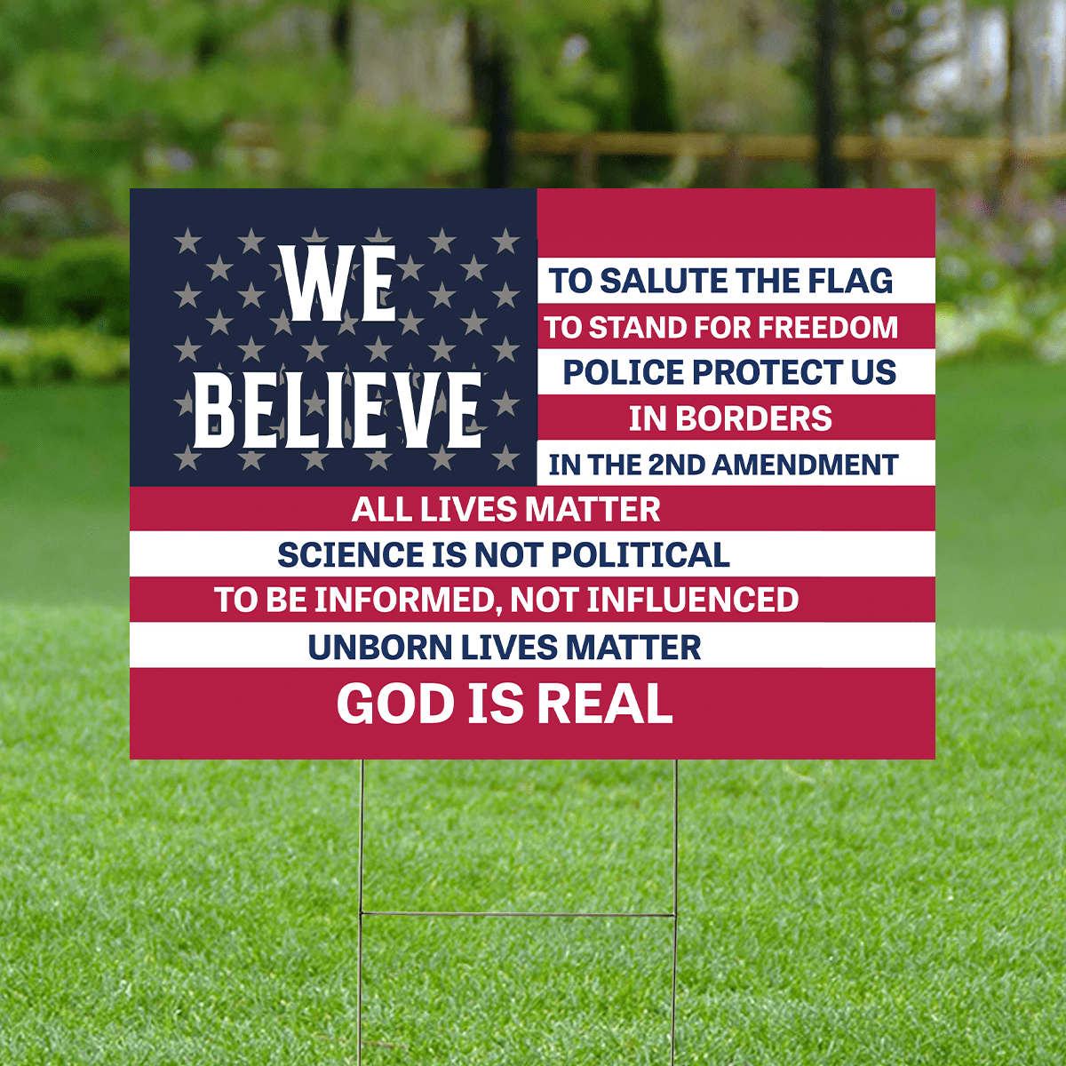 Lotusprinthandmade Christian We Believe To Salute The Flag Yard Sign 2 Sizes (24x18 inches)