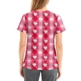 thumbnail image 5 of Valentine Day Scrub Tops for Woman V Neck Short Sleeve Cute Nursing Top Love Heart Print Quick Dry Plus Size Nurse Uniform with Pockets Watermelon Red 2XL, 5 of 5