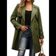 thumbnail image 3 of Gabardina Larga Cruzada de Larga para Mujer, Cortavientos, Clásica, con Solapa y Cinturón. Verde L, 3 of 7