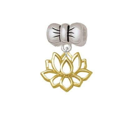 Gold Tone Lotus Outline - Bow Charm Bead