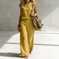thumbnail image 5 of BRELIL Women Two Piece Sets Summer Casual Round Neck Sleeveless Tank Top Wide Leg Pants Matching Outfits Solid Boho Vacation Travel Loose Lounge Loungewear, Yellow XL, 5 of 7