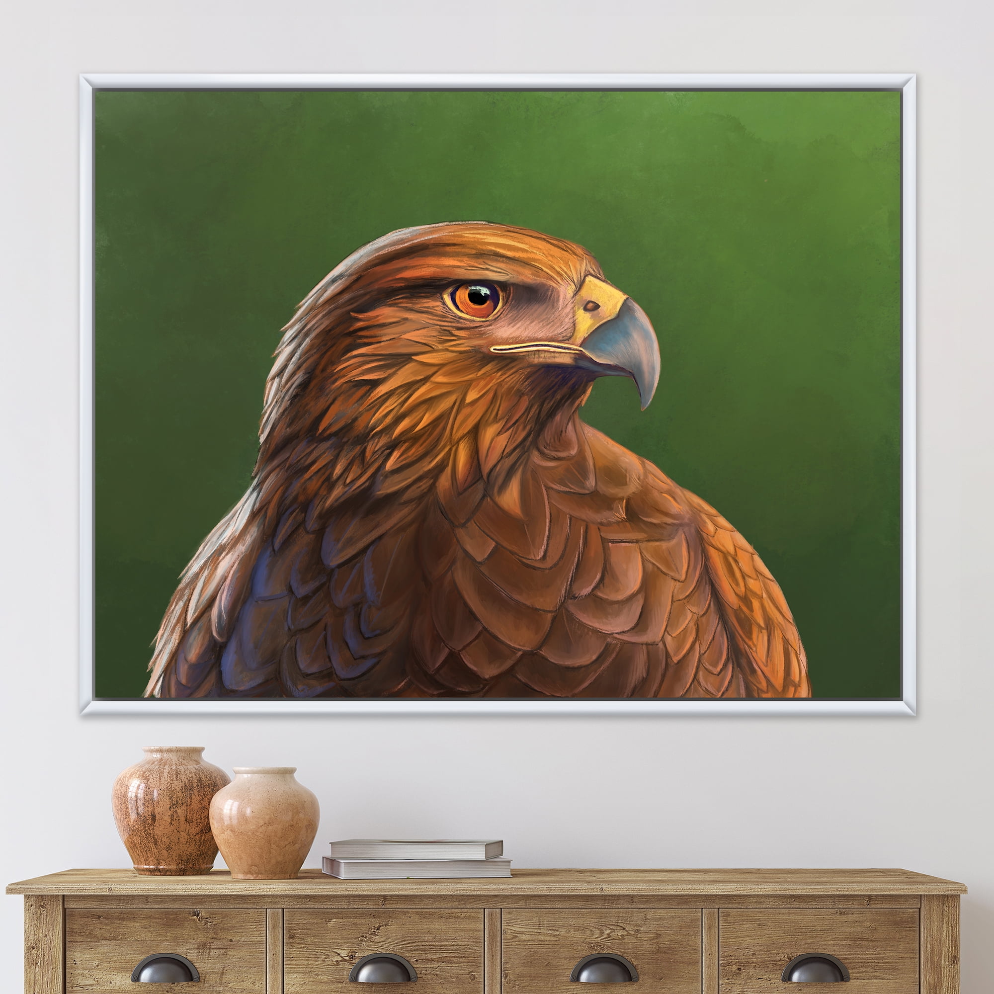 Designart 'Close UP Of Harris Hawk Bird' Traditional Framed Canvas Wall Art Print