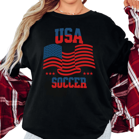 UNISHE Women's 4th of July USA Soccer Patriotic American Flag Graphic Short Sleeve T-Shirt Casual Cotton Crewneck Top