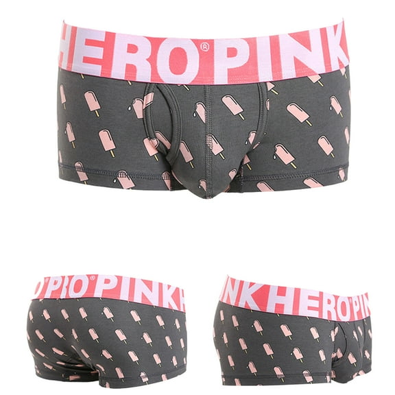 HUPOM Mens Underwear Boxer Briefs Male Thongs Medium waist Comfort Waist Printed Boxer Briefs Dark Gray XL