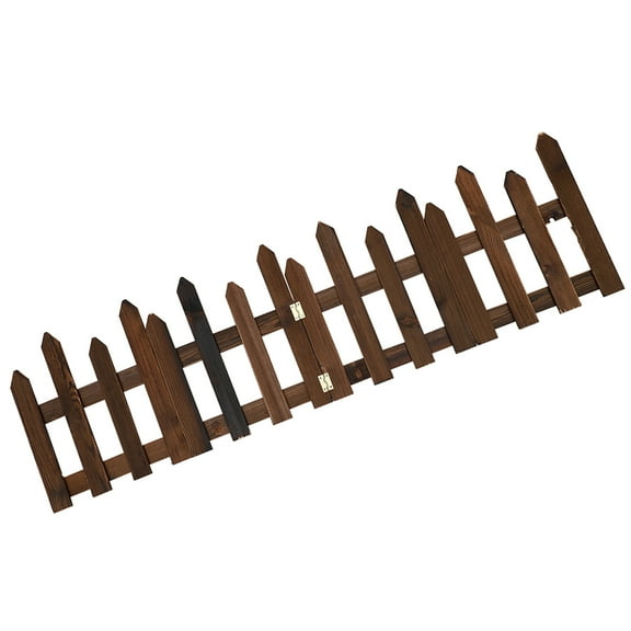 GAXIRE Easy Assemble Coffee Wooden Garden Fence for Yard and Flower Bed Edging