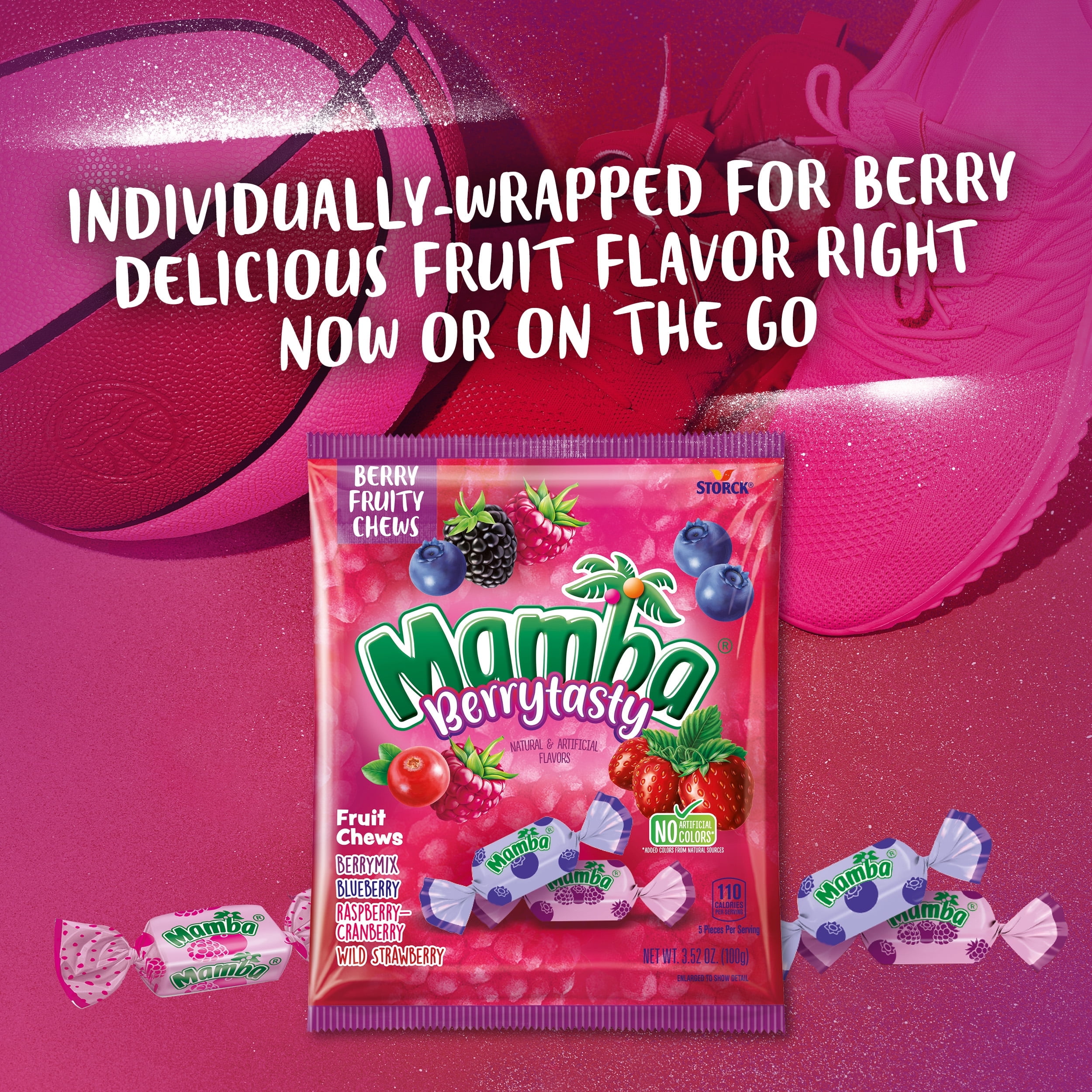 Mamba Berrytasty Fruit Chews Chewy Candy, 3.52 oz Regular Bag - (6 Pack)