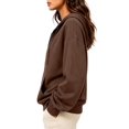 thumbnail image 3 of Women'S Hoodies Fall Fashion Outfits Workout Sweatshirts Y2k Winter Zip Up Jackets Oversized Tops Dark Brown M, 3 of 7