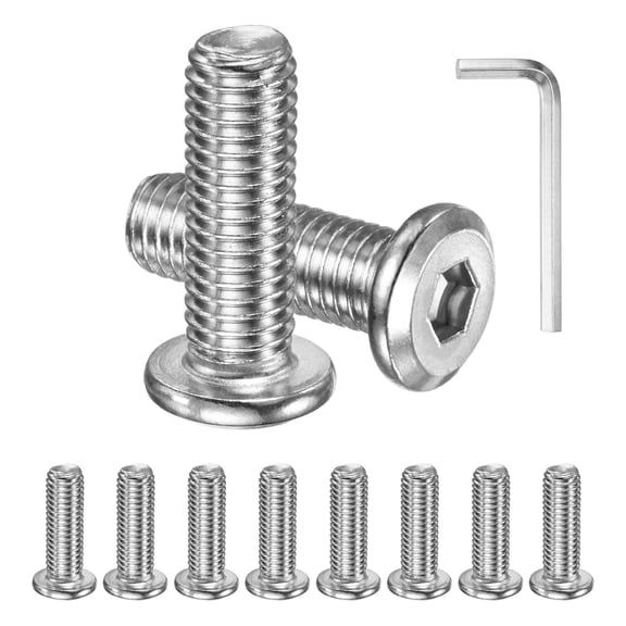 10-Pack Flat Head Socket Cap Screws, M10x30mm 304 Stainless Steel Hex Drive Fastener Kit with Hex Key