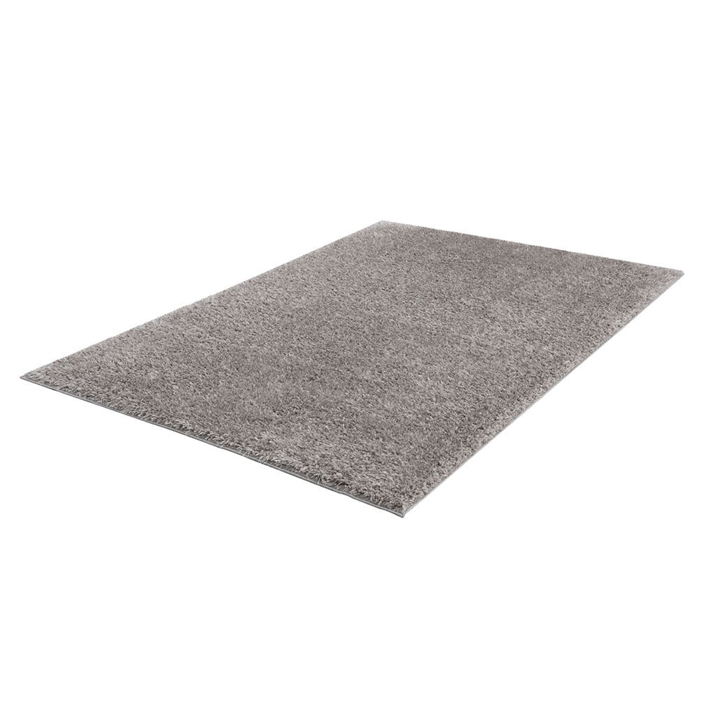Super Soft Polyester Shag Area Rug 6x9ft Solid Grey High Pile Modern Rug Non-Slip Latex Backing Easy Clean for High-Traffic Living Room Home Decor