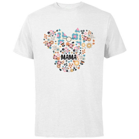 Disney Minnie Mouse Disney Mama Icon Flowers Mother’s Day - Short Sleeve Cotton T-Shirt for Adults - Customized-White