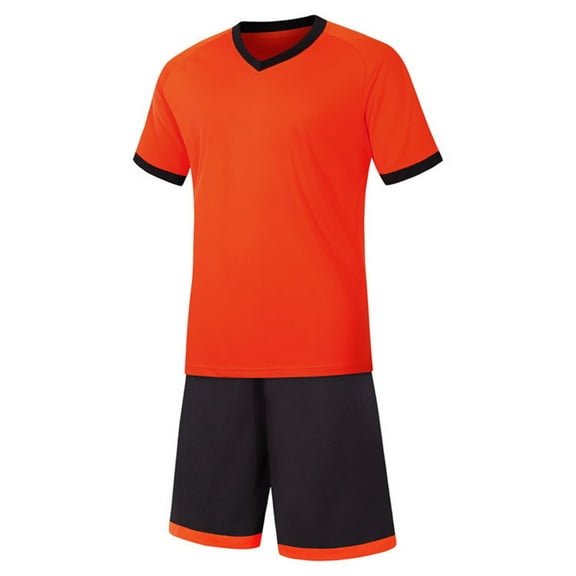 YOUSNH Outfits for Girls Kids Boys Short Sleeve T Shirt and Mesh Shorts Soccer Football Set Clothes Set Orange 26