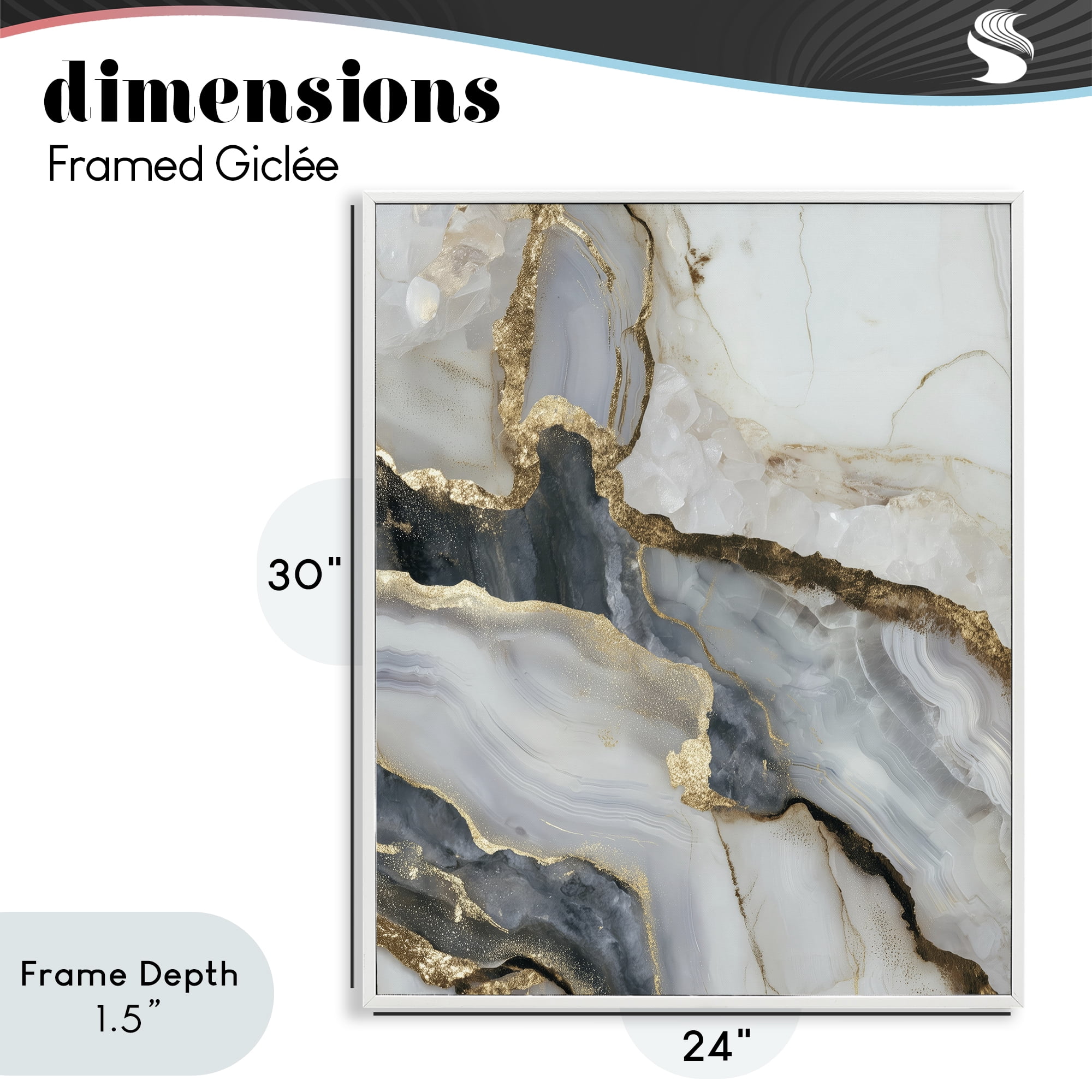 Stupell Industries Elegant Touch of Gold White Framed Giclee Art, design by Svetlana Aleynikova