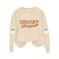 thumbnail image 3 of Womens Halloween Crewneck Sweatshirt Long Sleeve Loose Ghost Shirts Fashion Trendy Pullover Fall Clothes Khaki, L, 3 of 7