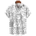 thumbnail image 5 of Camisa con estampado de gato de dibujos animados en 3D para hombre, cómoda, de verano, de manga corta, informal, holgada, de secado rápido, hawaiana, 5 of 5