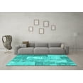 thumbnail image 3 of Ahgly Company Machine Washable Indoor Rectangle Patchwork Turquoise Blue Transitional Area Rugs, 5' x 7', 3 of 4